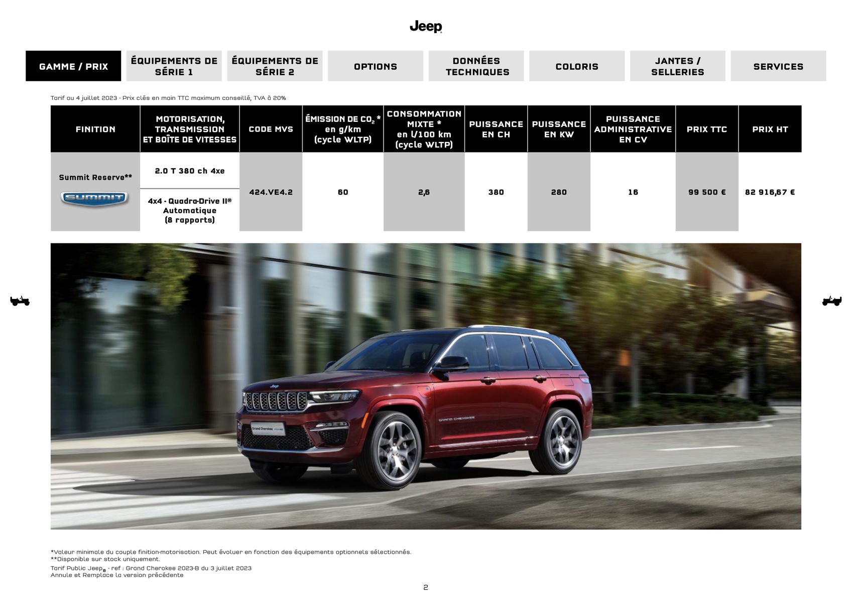 Catalogue JEEP GRAND CHEROKEE 4XE HYBRIDE RECHARGEABLE MY23, page 00002