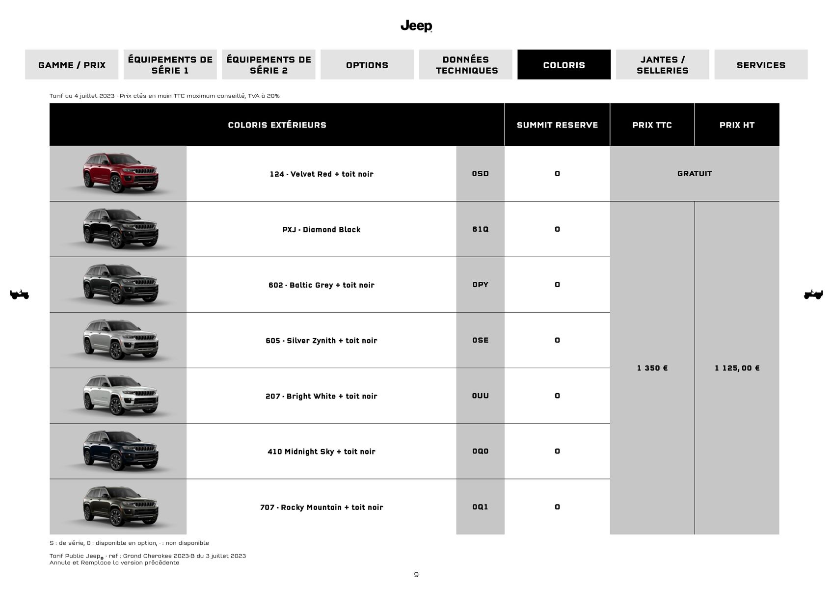 Catalogue JEEP GRAND CHEROKEE 4XE HYBRIDE RECHARGEABLE MY23, page 00009