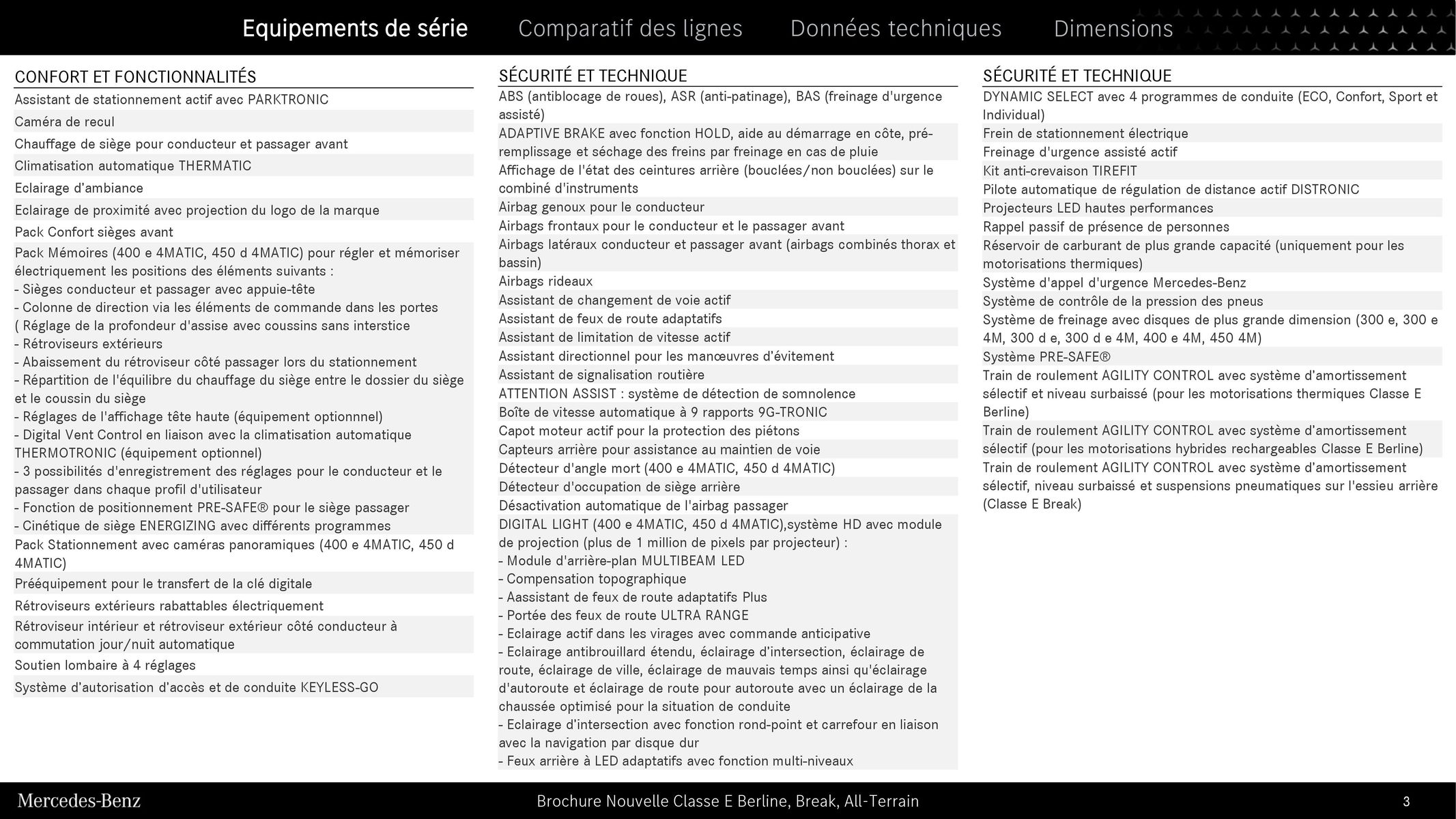 Catalogue Nouvelle Classe E Berline, Break, All-Terrain, page 00003