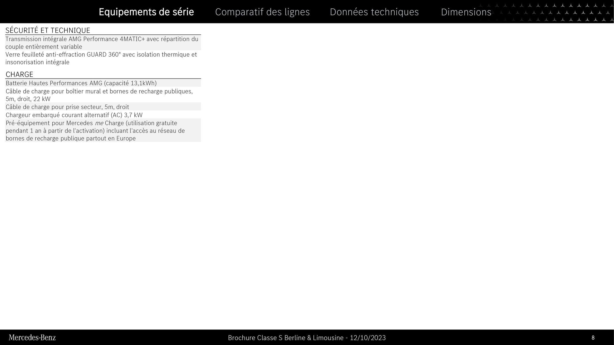 Catalogue Classe S Berline & Limousine, page 00008