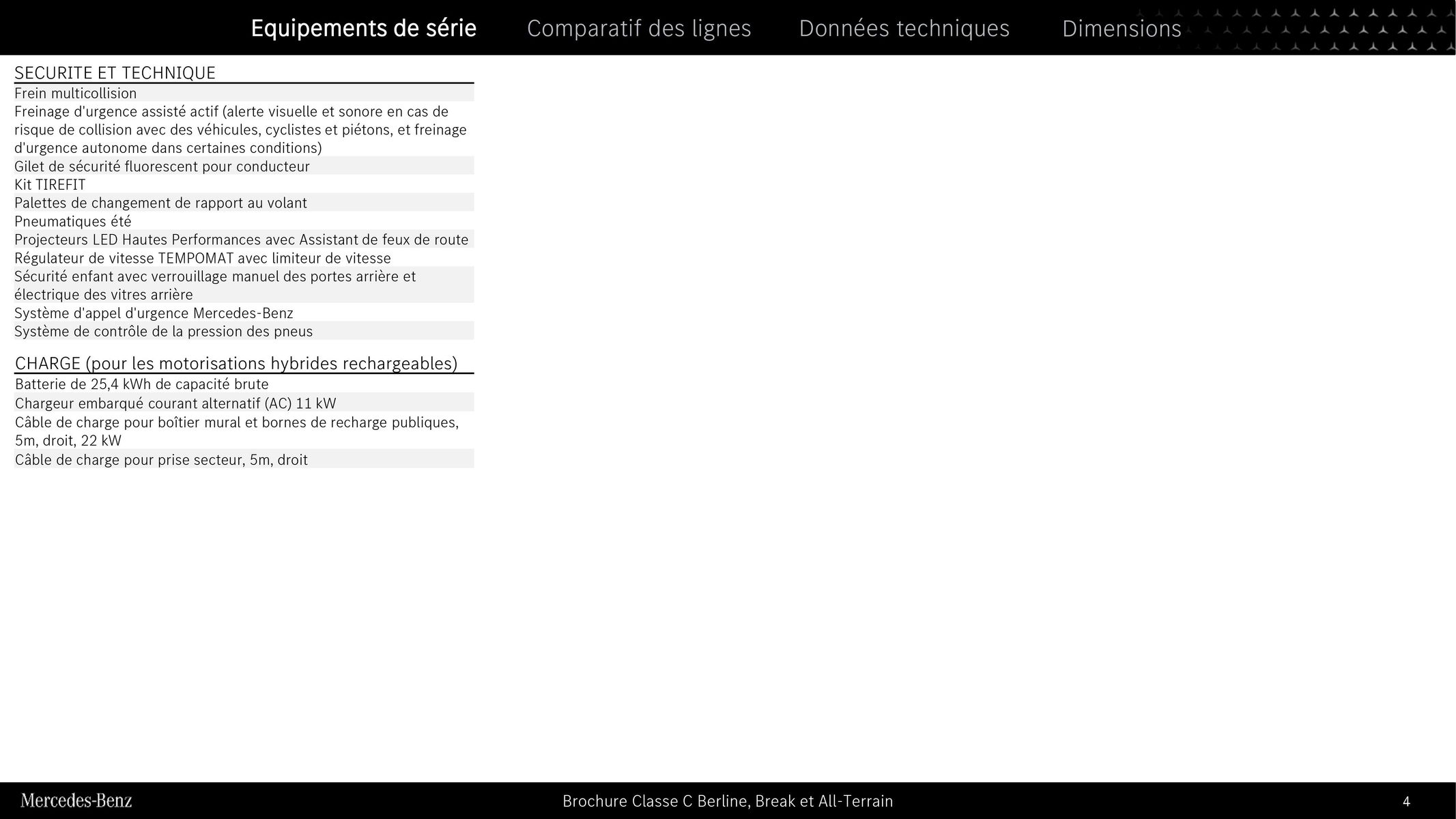 Catalogue Classe C Berline, Break et All-Terrain , page 00004