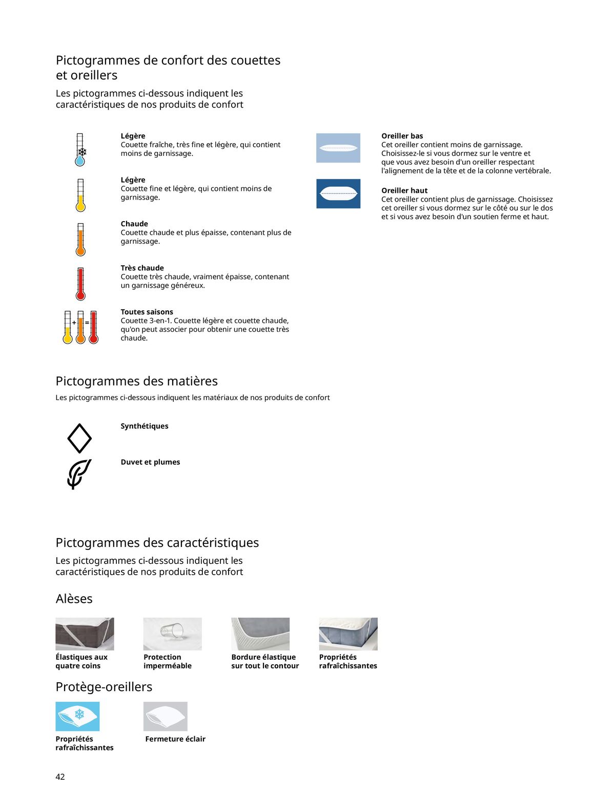 Catalogue Matelas, sommiers, couettes, oreillers, alèses et protèges-oreillers, page 00042
