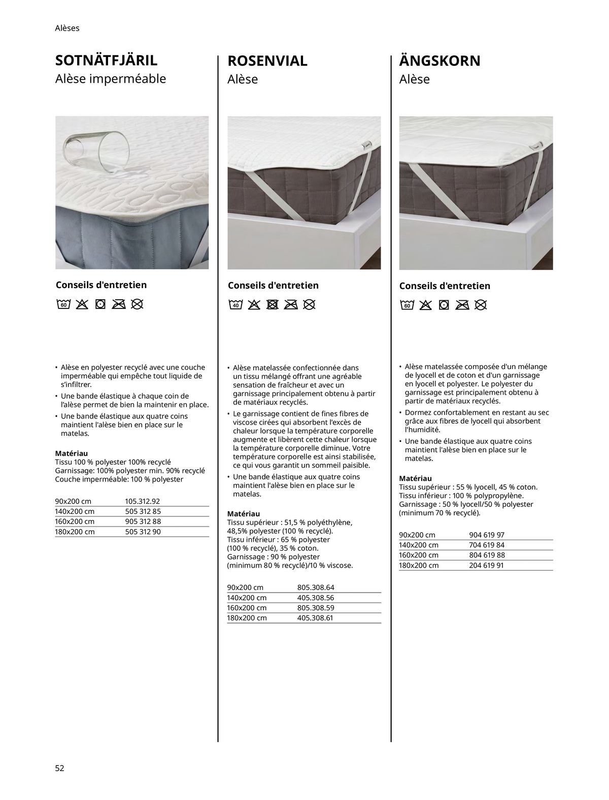 Catalogue Matelas, sommiers, couettes, oreillers, alèses et protèges-oreillers, page 00052