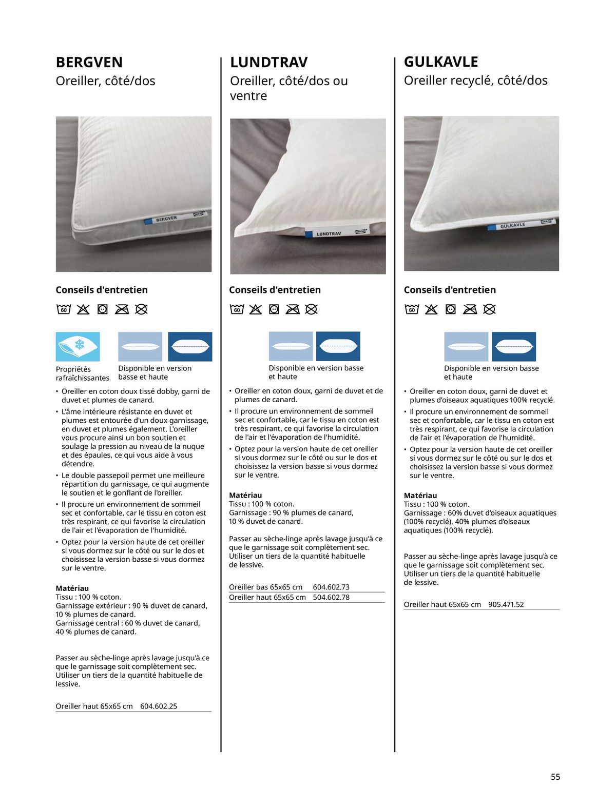 Catalogue Matelas, sommiers, couettes, oreillers, alèses et protèges-oreillers, page 00055