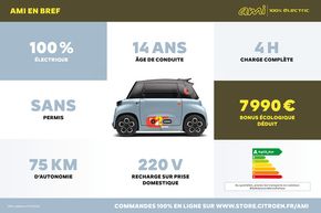 Promos de Auto et Moto à Gonesse | AMI ÉLECTRIQUE - Caractéristiques techniques sur Citroën | 09/01/2024 - 30/09/2024