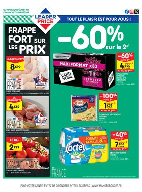 Catalogue Leader Price à Cholet | FRAPPE FORT SUR LES PRIX | 20/02/2024 - 03/03/2024