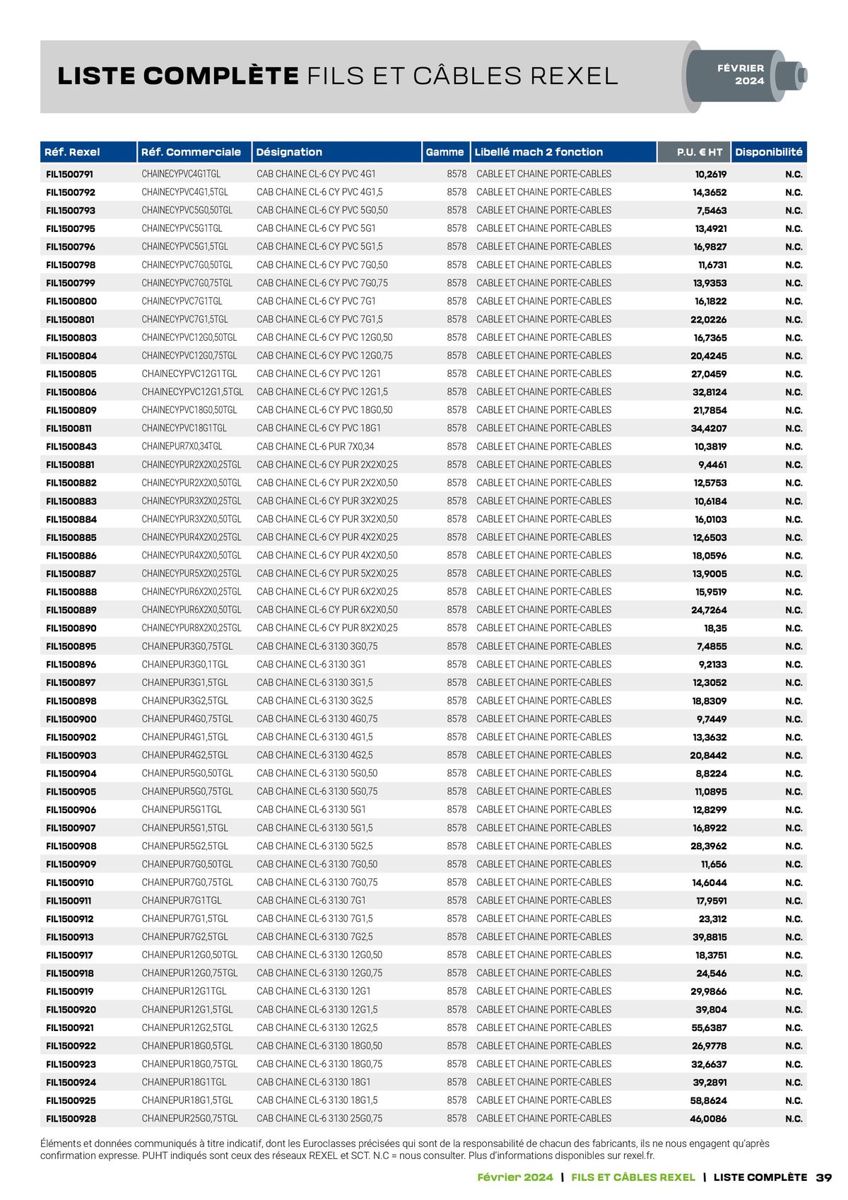 Catalogue Tarif câbles, page 00039