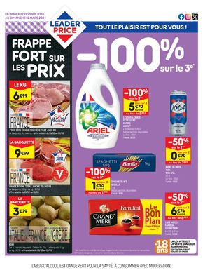 Catalogue Leader Price à Dijon | FRAPPE FORT SUR LES PRIX | 27/02/2024 - 10/03/2024