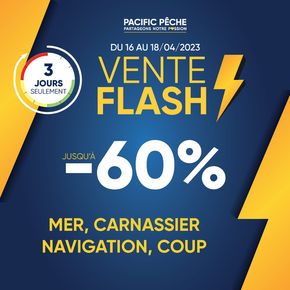Promos de Sport à Villepinte (Seine Saint Denis) | Vente Flash Mer / Coup / Carnassier / Navigation jusqu'à -60% sur Pacific Pêche | 16/02/2024 - 18/04/2024