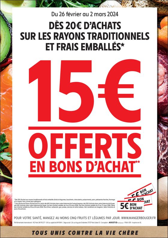 15€ OFFERTS EN BONS D’ACHAT