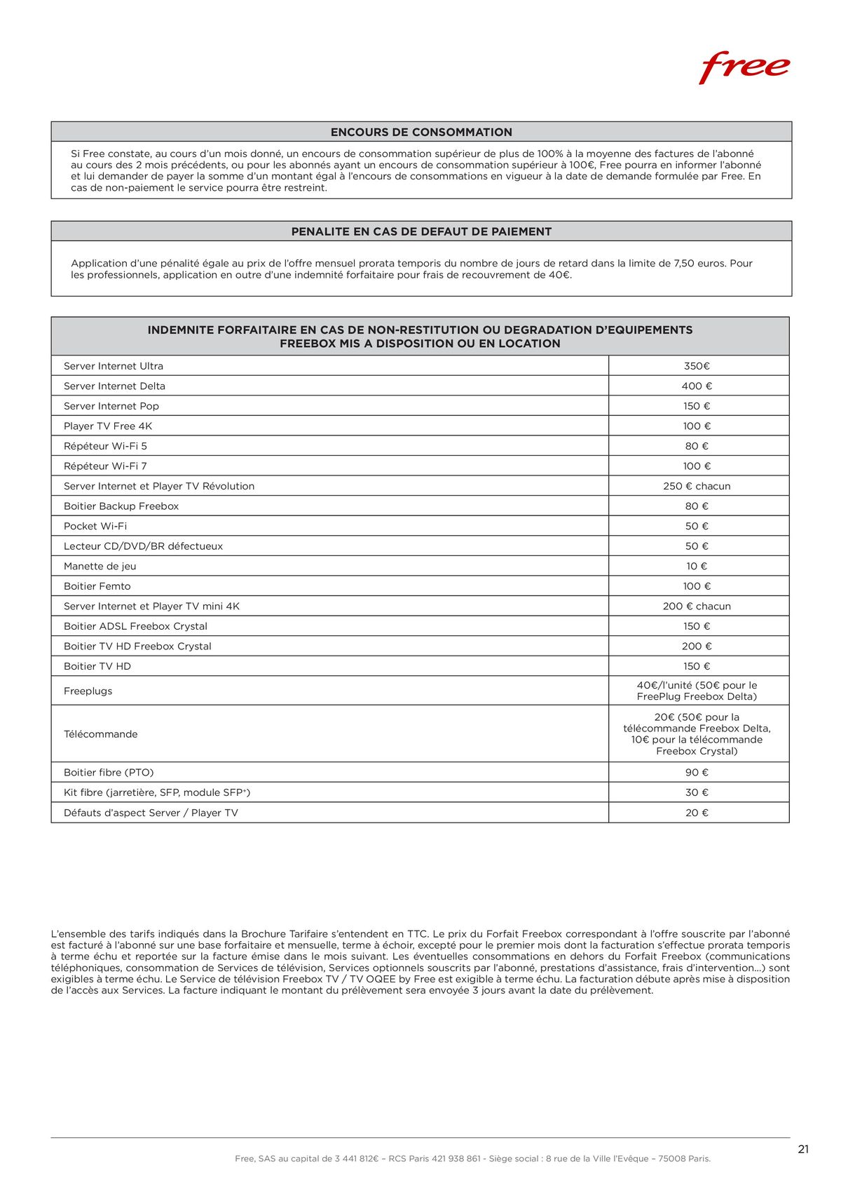 Catalogue Brochure tarifaire Forfaits Freebox, page 00021