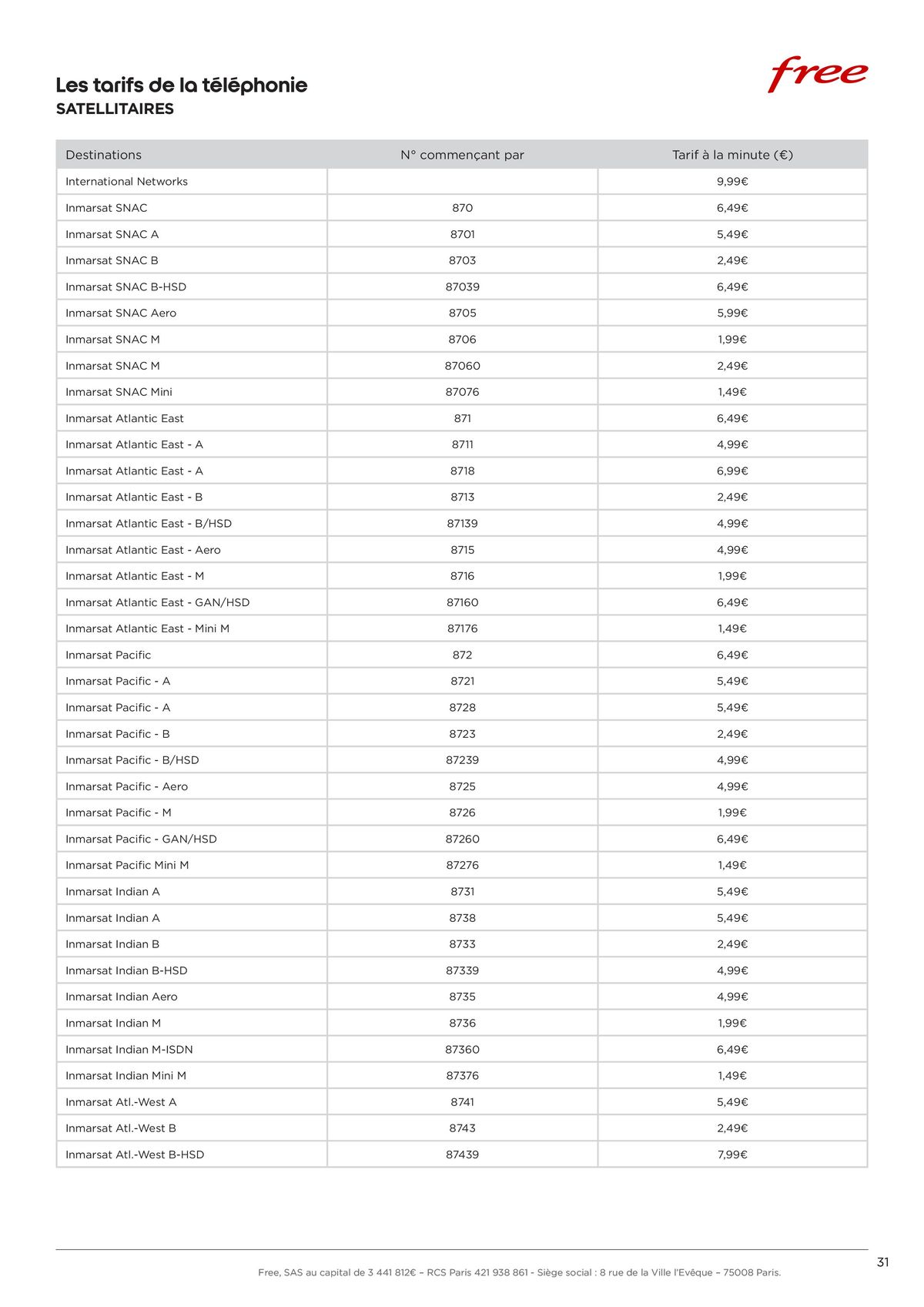 Catalogue Brochure tarifaire Forfaits Freebox, page 00031