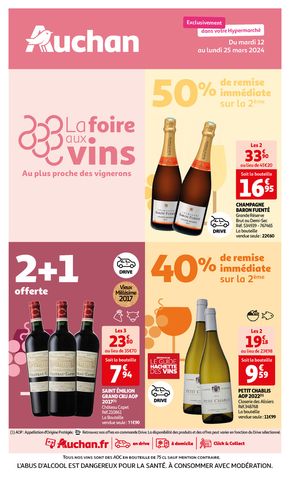 Catalogue Auchan Hypermarché à Puteaux | La foire aux vins au plus proche des vignerons | 12/03/2024 - 25/03/2024