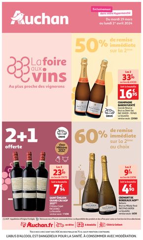 Catalogue Auchan Hypermarché à Saint-Quentin | La foire aux vins au plus proche des vignerons | 19/03/2024 - 01/04/2024