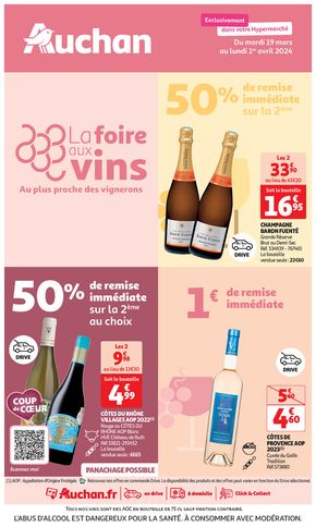 Catalogue Auchan Hypermarché à Blagnac | La foire aux vins au plus proche des vignerons | 19/03/2024 - 01/04/2024