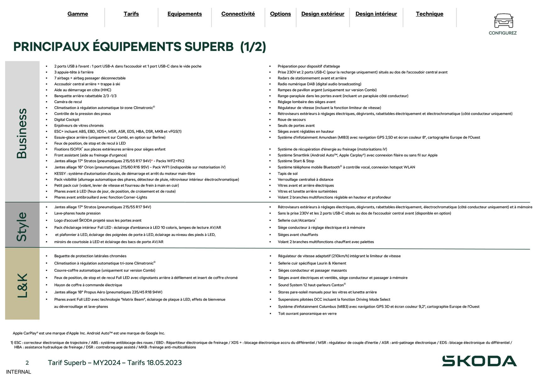 Catalogue Nouvelle Superb Combi Selection 1.5 TSI mHEV 150 DSG, page 00002