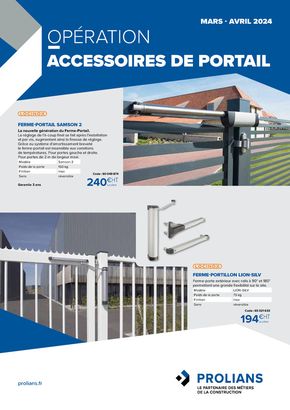 Catalogue Prolians à Aubervilliers | Operation accessoires de portail | 04/03/2024 - 30/04/2024