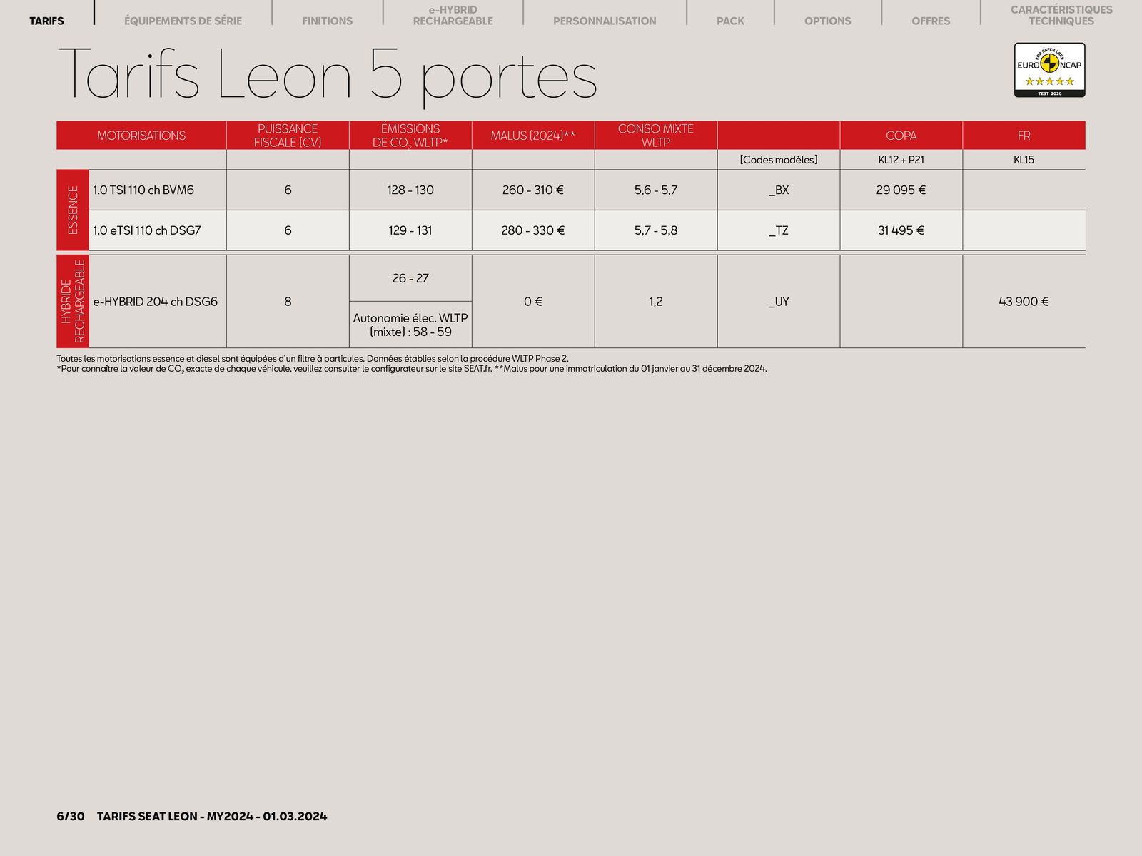 Catalogue SEAT Leon 5 portes:, page 00006