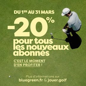 Promos de Sport à Angers | -20% pour tous les nouveaux abonnés sur Blue Green | 05/03/2024 - 31/03/2024