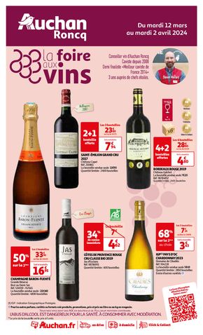 Catalogue Auchan Hypermarché à Roncq | La foire aux vins | 12/03/2024 - 02/04/2024