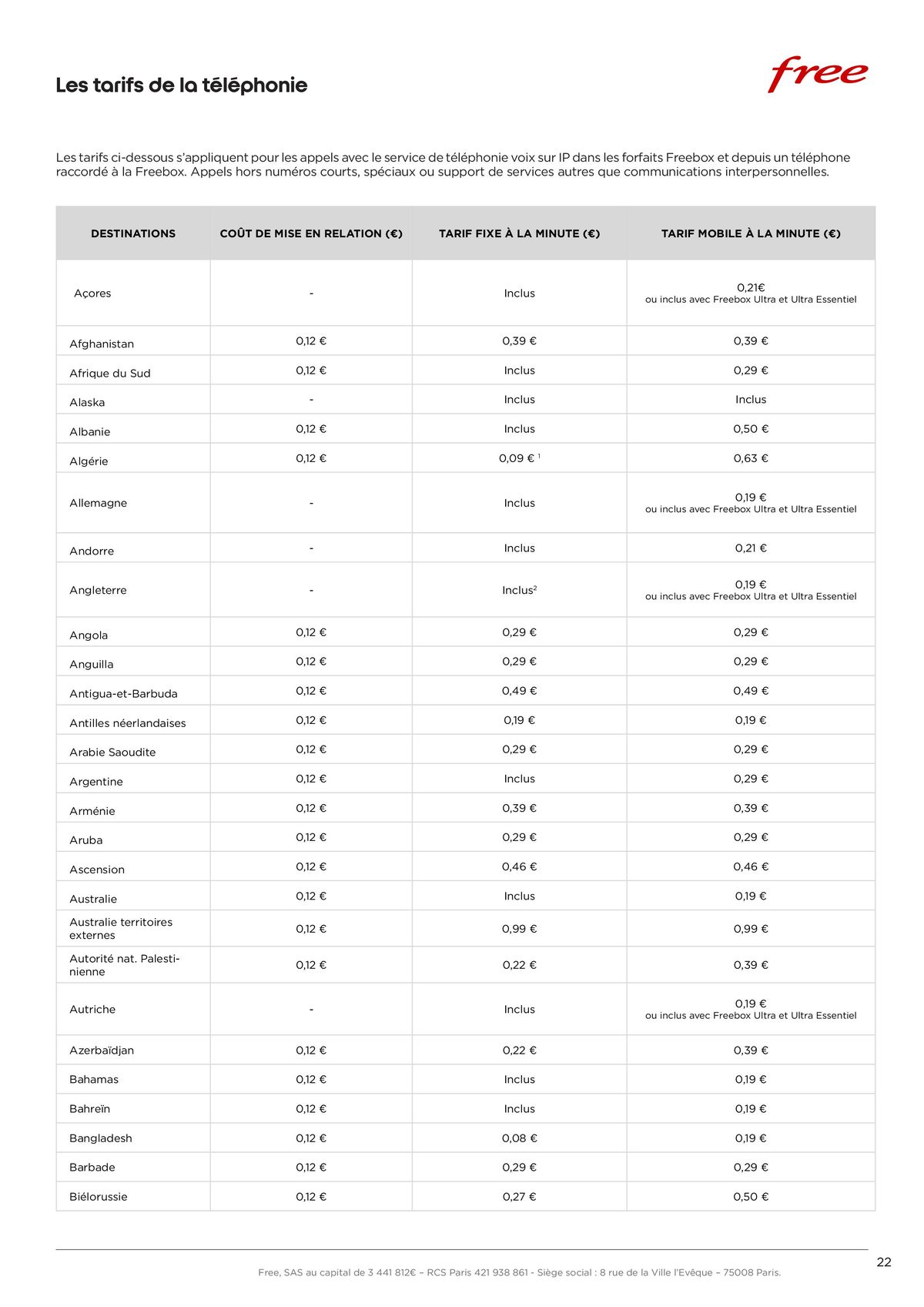 Catalogue Brochure tarifaire Forfaits Freebox, page 00022