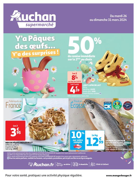 Catalogue Auchan Supermarché à Tourcoing | Tout pour fêter Pâques dans votre super ! | 26/03/2024 - 31/03/2024