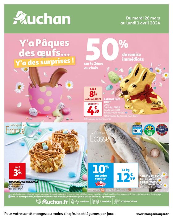 Catalogue Auchan Hypermarché à Clichy | Notre sélection de produits pour fêter Pâques | 26/03/2024 - 01/04/2024