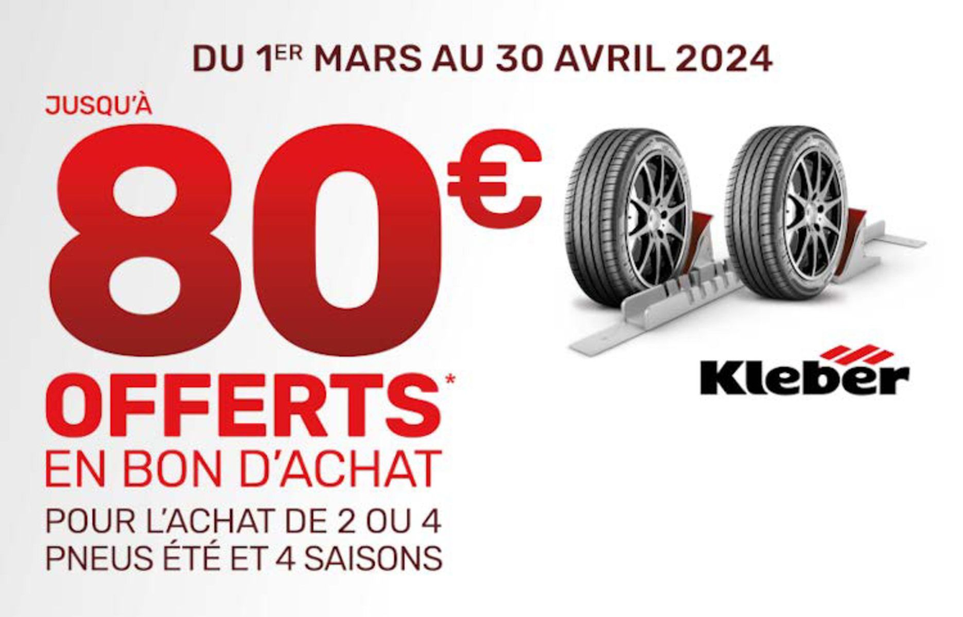 Catalogue PROMO PNEUS KLEBER – JUSQU’À 80 EUROS OFFERTS EN BON D'ACHAT, page 00001