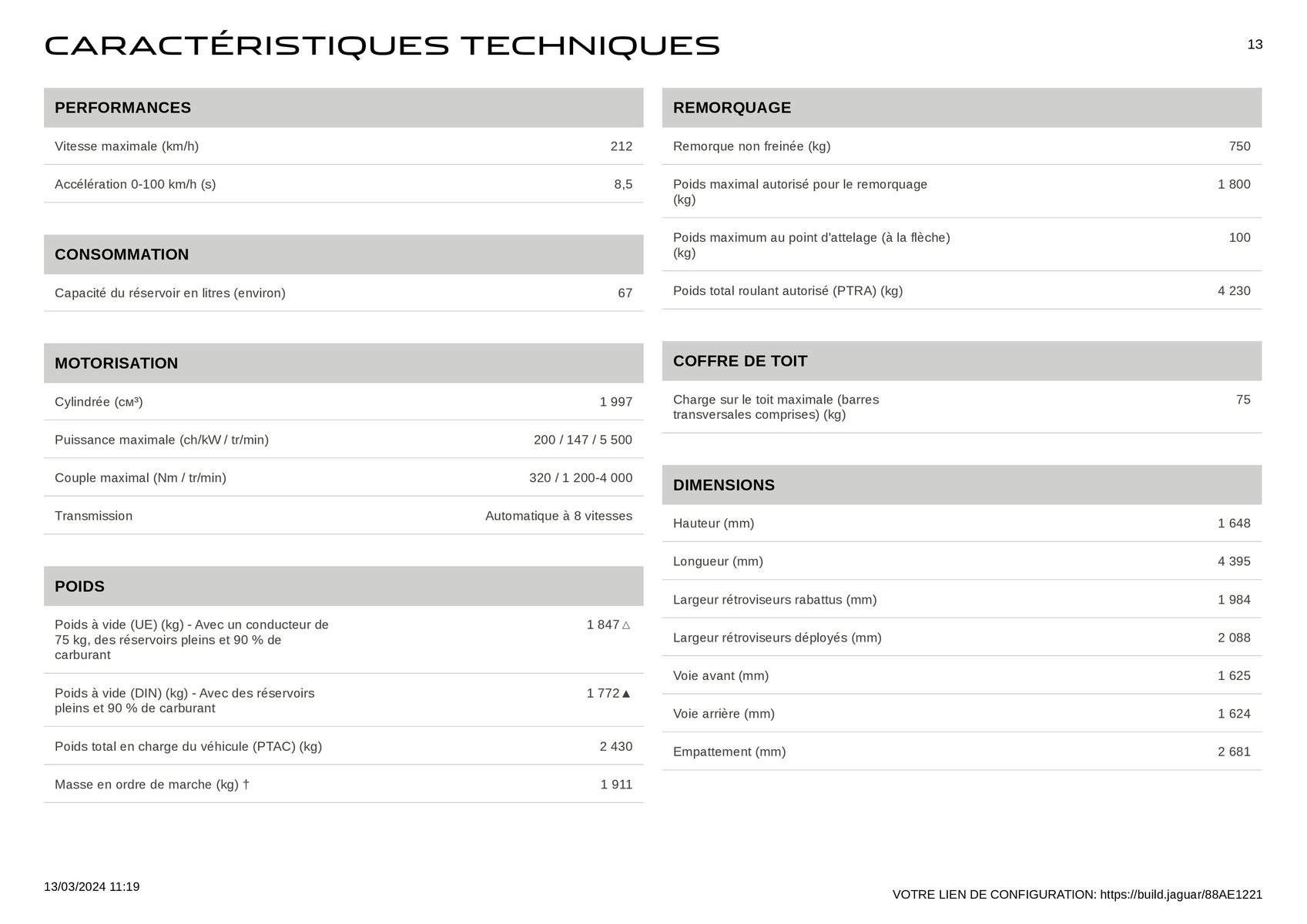 Catalogue E-PACE P200 Hybride Flexfuel MHEV Portofino Blue, page 00013