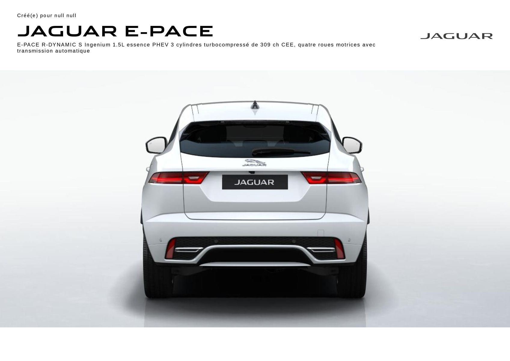 Catalogue E-PACE R-DYNAMIC SP300e Hybride électrique PHEV Fuji white, page 00001