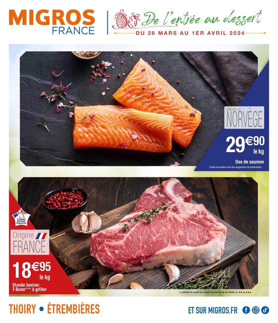 Catalogue Migros France à Thoiry (Ain) | De l’entrée au dessert | 26/03/2024 - 01/04/2024