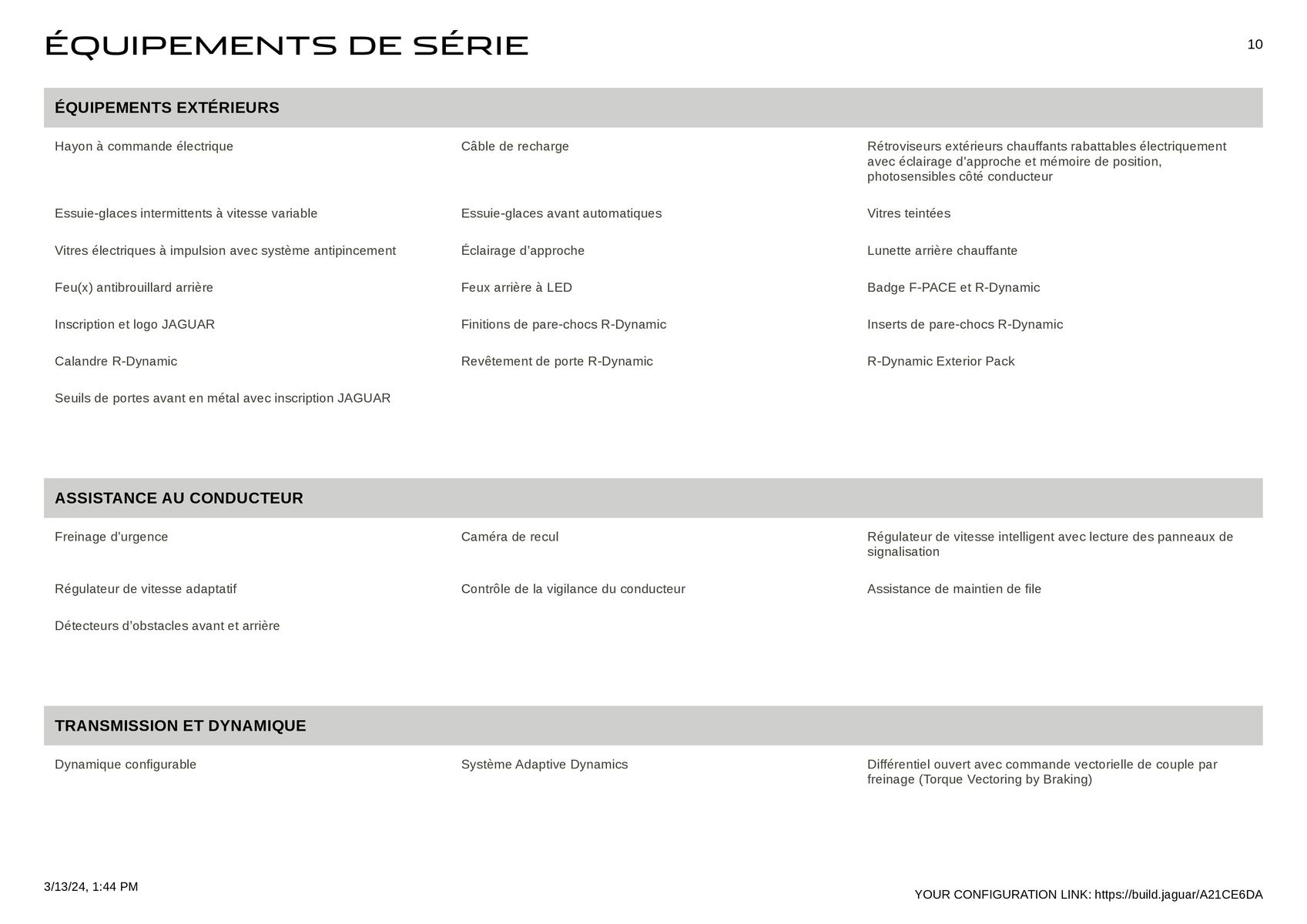 Catalogue JAGUAR F-PACE R-DYNAMIC S, page 00010