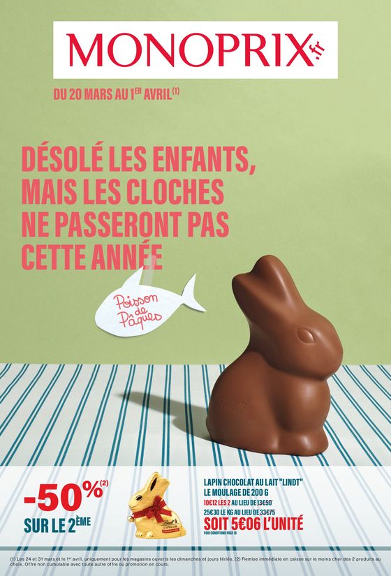 Catalogue Monoprix à Rennes | Désolé les enfants,mais les cloches ne passeront pas cette année | 20/03/2024 - 01/04/2024