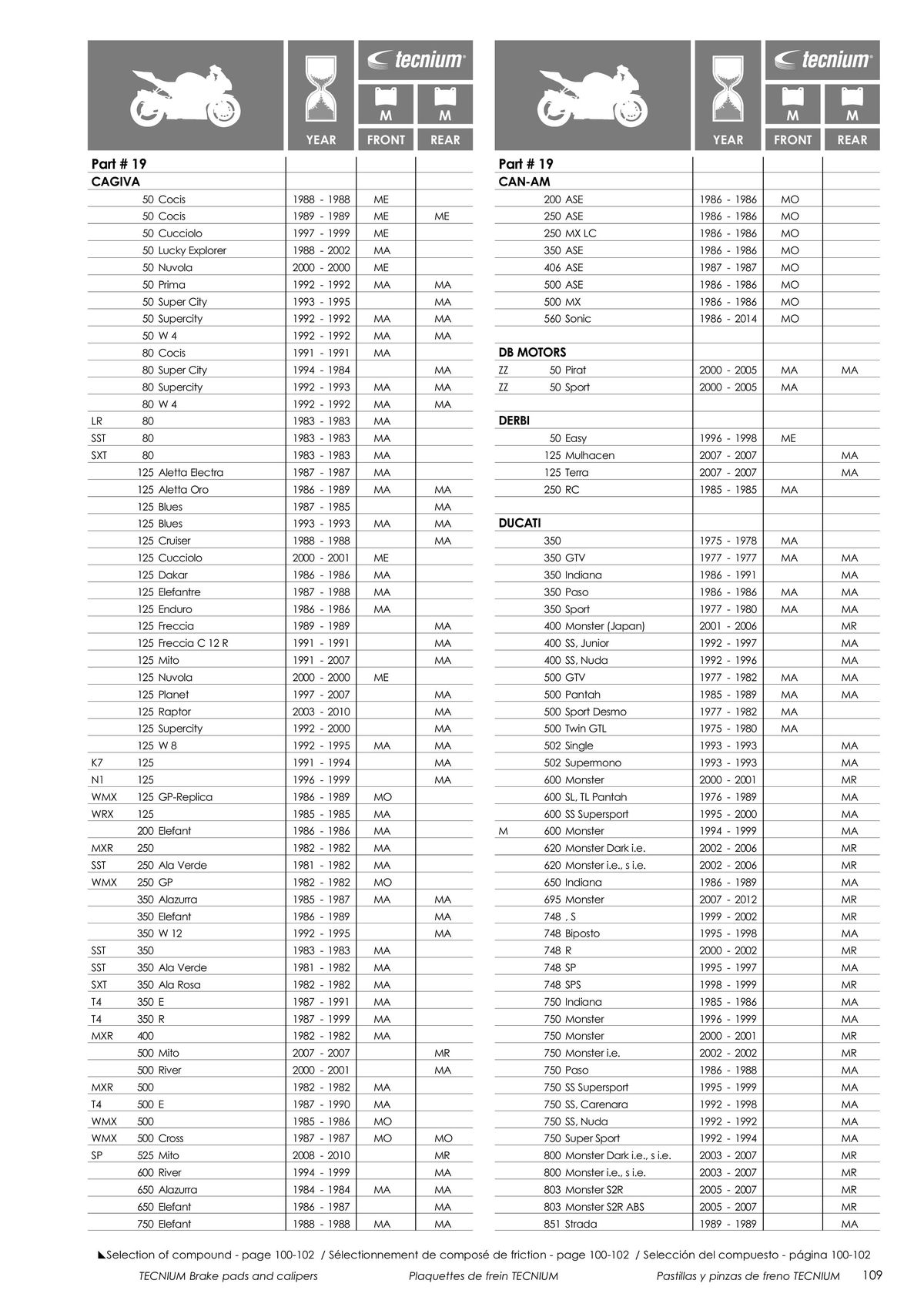 Catalogue TECNIUM Plaquettes de frein 2024, page 00111