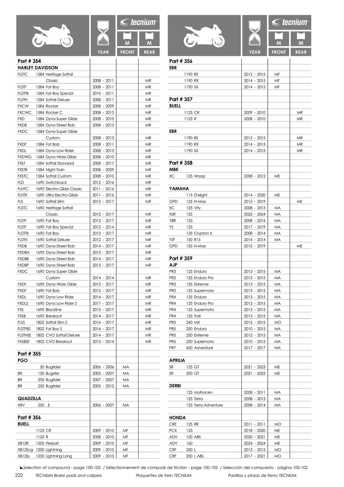 Catalogue TECNIUM Plaquettes de frein 2024, page 00224