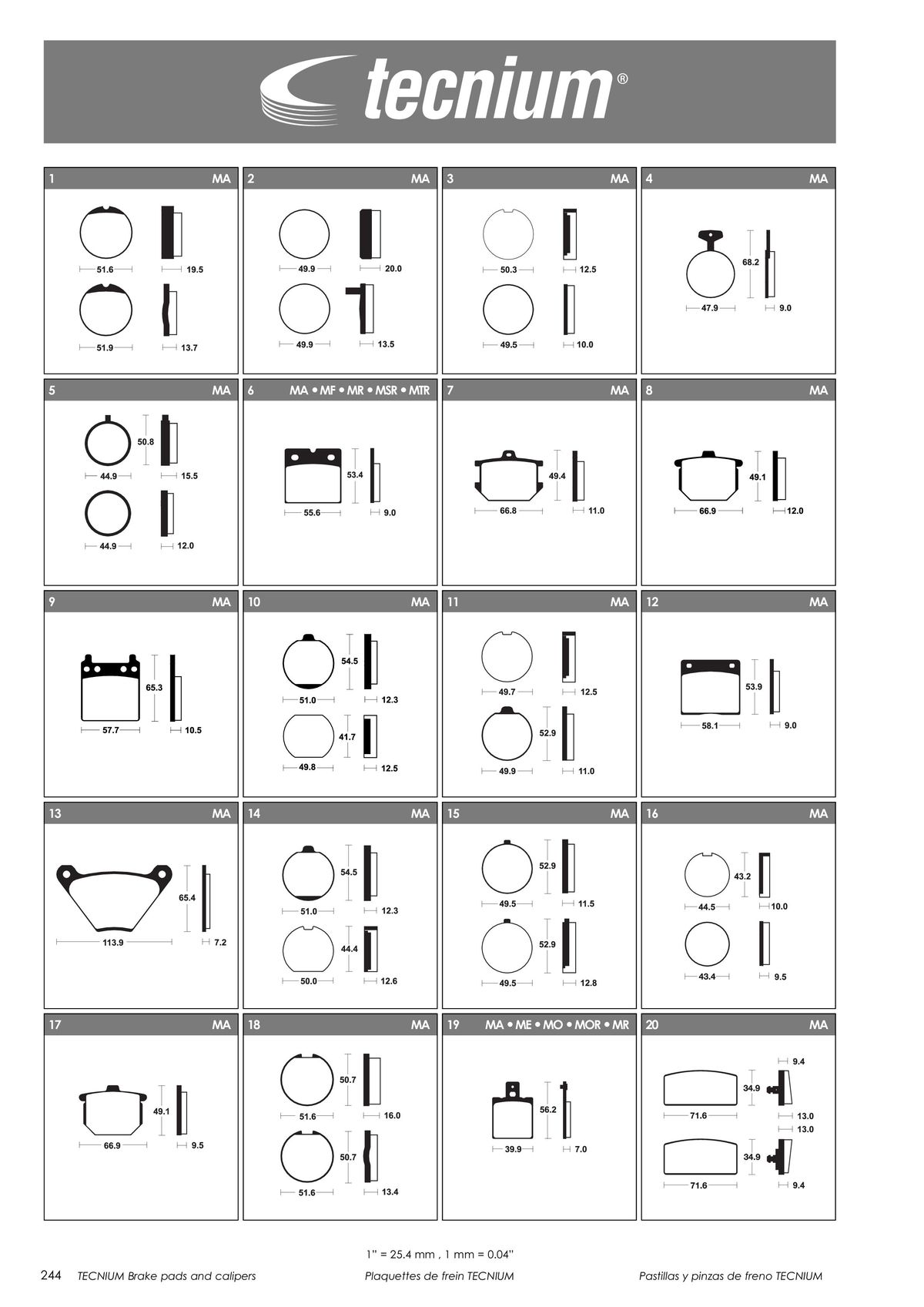Catalogue TECNIUM Plaquettes de frein 2024, page 00246