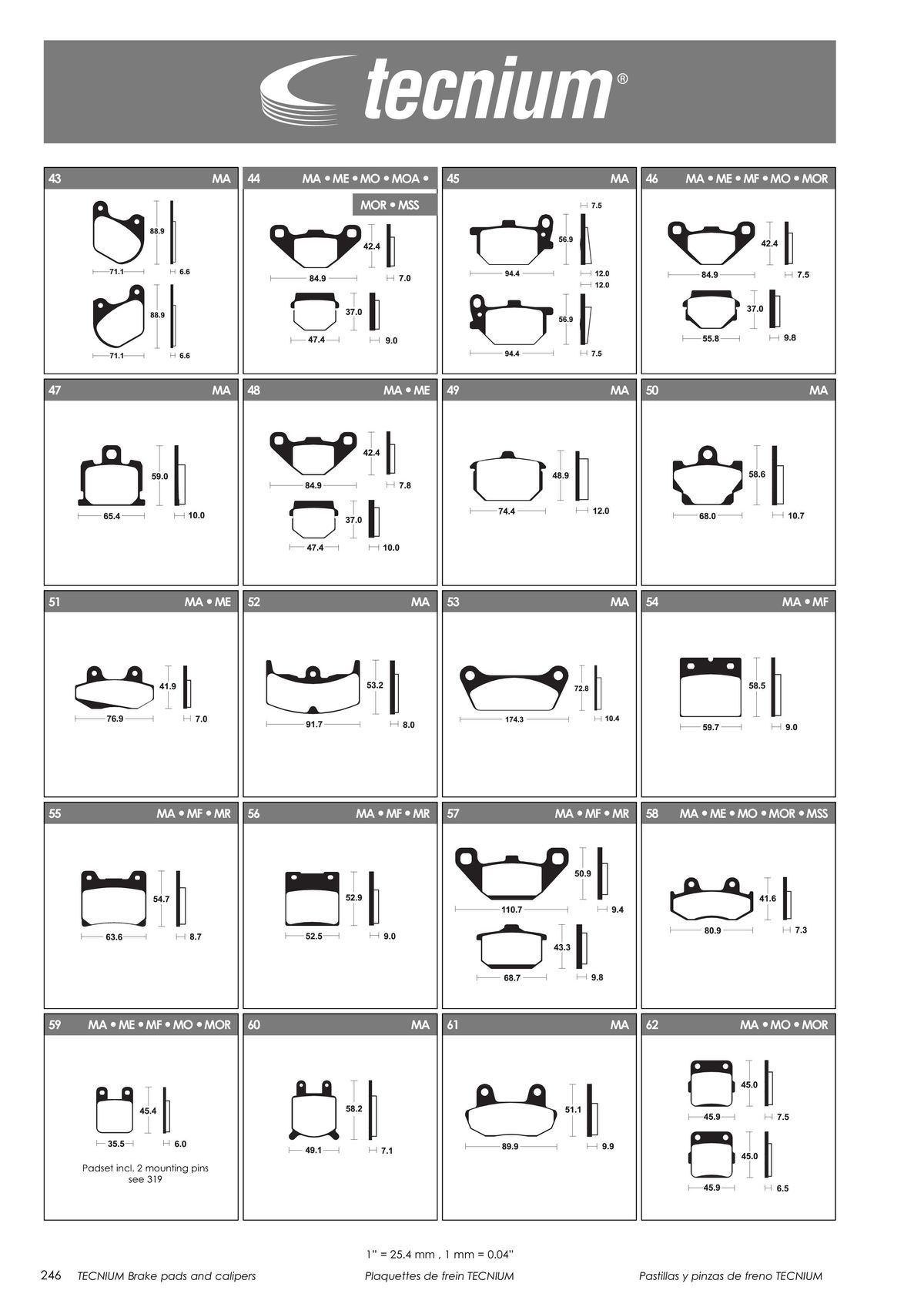Catalogue TECNIUM Plaquettes de frein 2024, page 00248