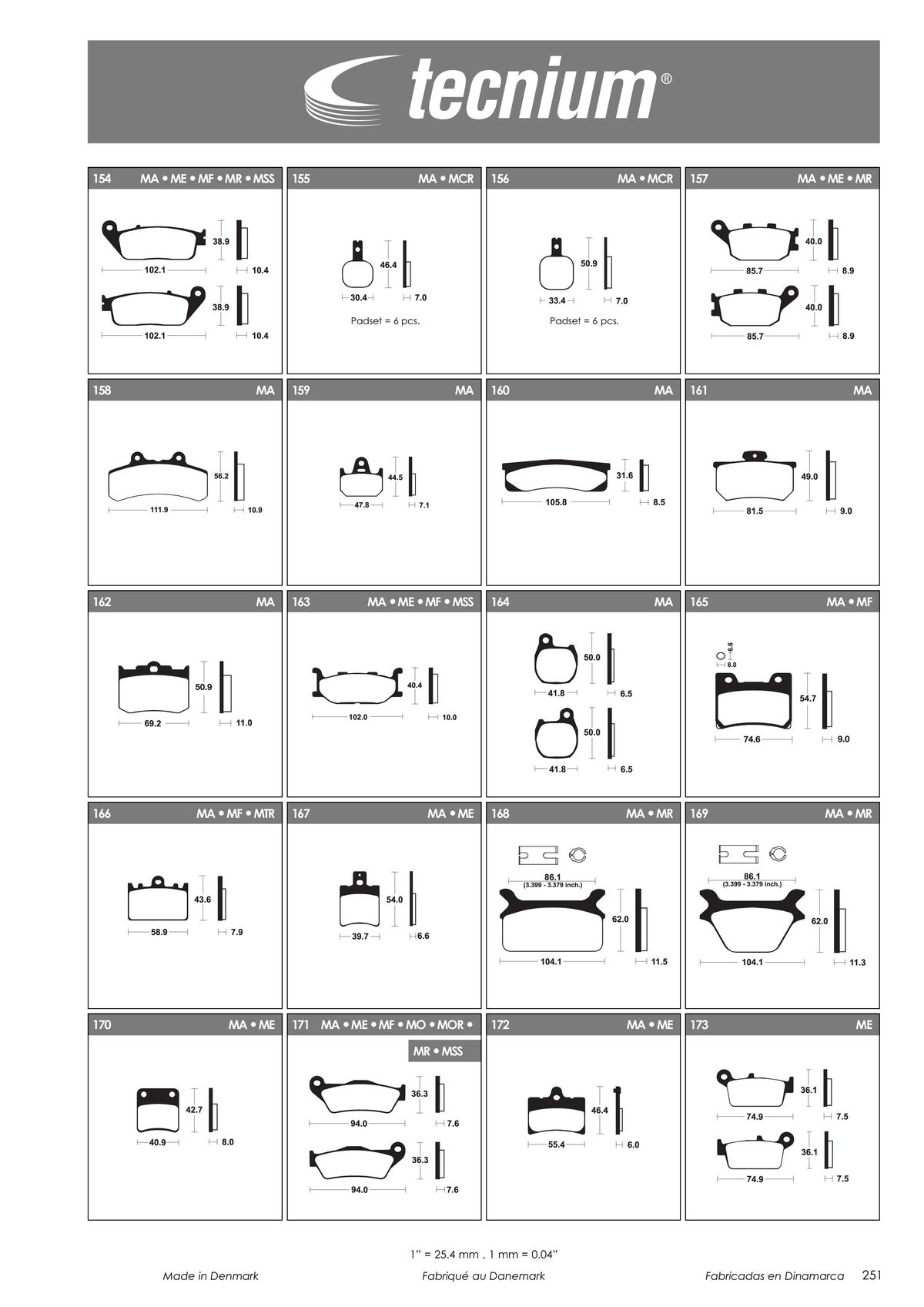 Catalogue TECNIUM Plaquettes de frein 2024, page 00253