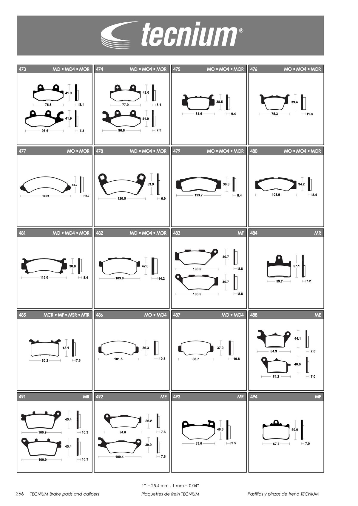Catalogue TECNIUM Plaquettes de frein 2024, page 00268