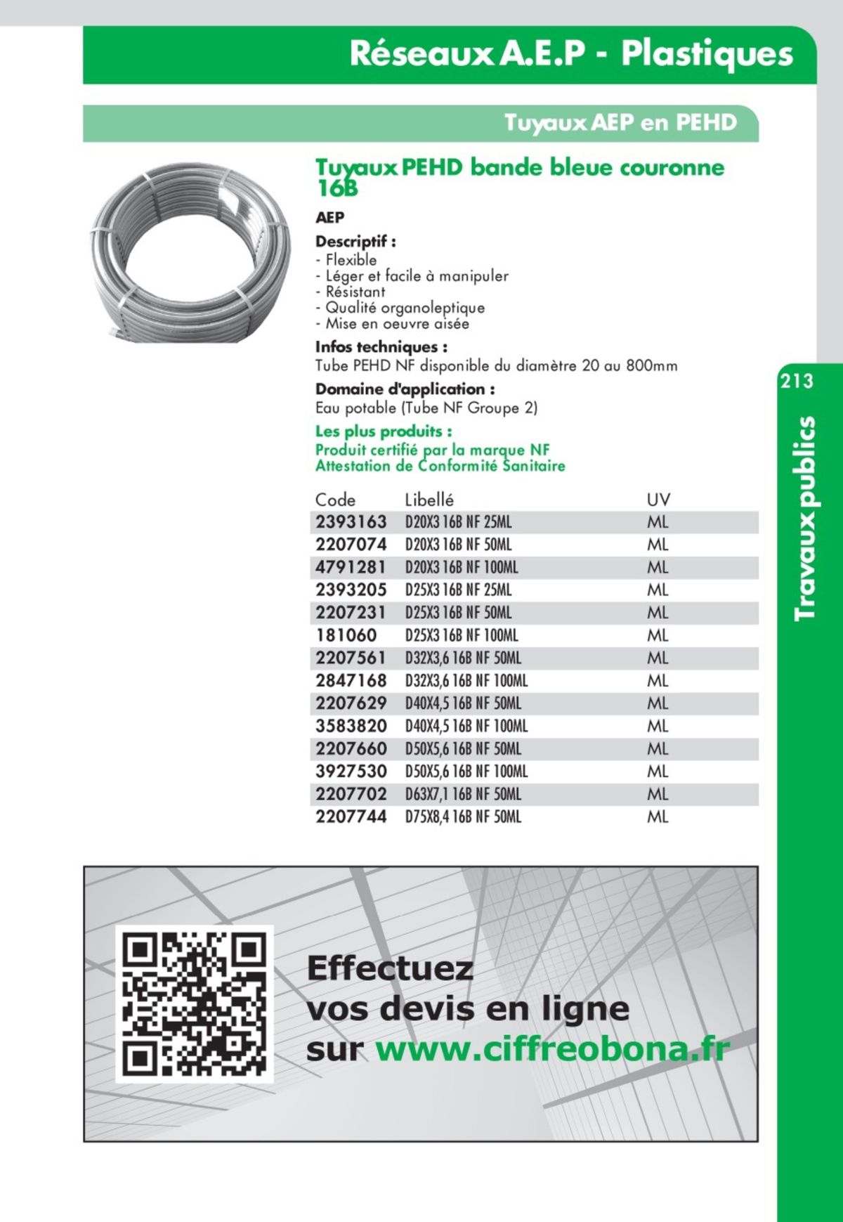 Catalogue Guide Technique Travaux Publics 2024-2025 Ciffréo Bona, page 00128