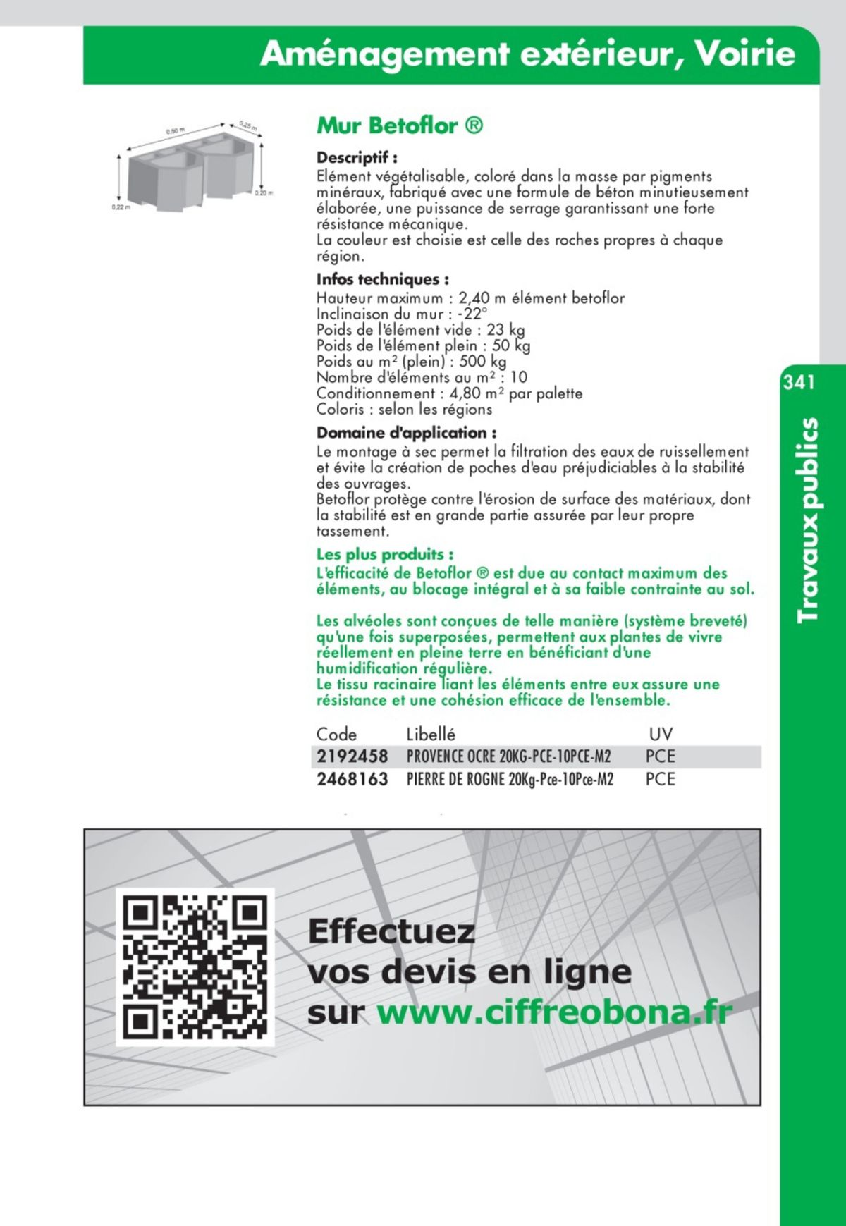 Catalogue Guide Technique Travaux Publics 2024-2025 Ciffréo Bona, page 00270