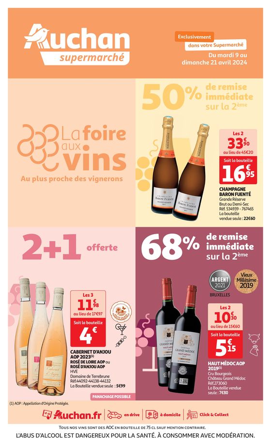 Catalogue Auchan Supermarché à Noisy-le-Sec | La Foire aux Vins | 09/04/2024 - 21/04/2024