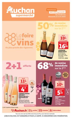 Catalogue Auchan Supermarché à Wattrelos | La Foire aux Vins | 09/04/2024 - 21/04/2024