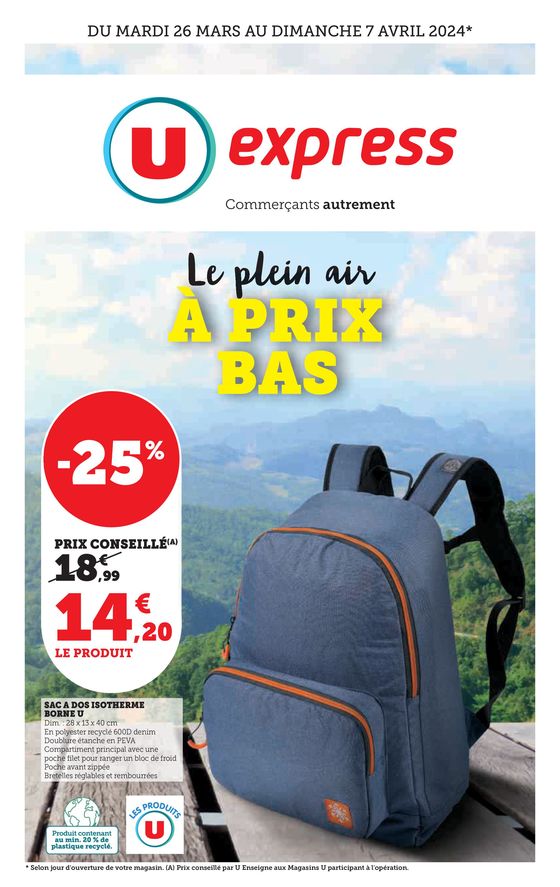 Catalogue U Express à Bastia | Le plein air à prix bas | 26/03/2024 - 07/04/2024