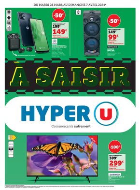 Promos de Supermarchés à Auray | À saisir sur Hyper U | 26/03/2024 - 07/04/2024