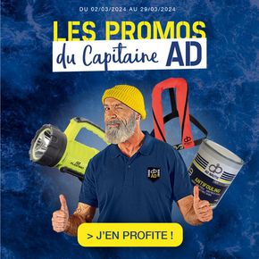 Promos de Sport à Saint-Herblain | Retrouvez l’ensemble des promos du capitaine AD sur le site AD Nautic et profitez de jusqu’à 40% de remise. sur Accastillage Diffusion | 19/03/2024 - 29/03/2024