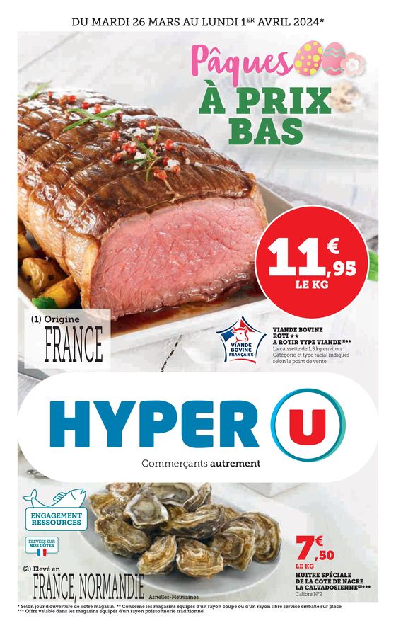 Catalogue Hyper U à Villeneuve-d'Ascq | Pâques à prix bas | 26/03/2024 - 01/04/2024