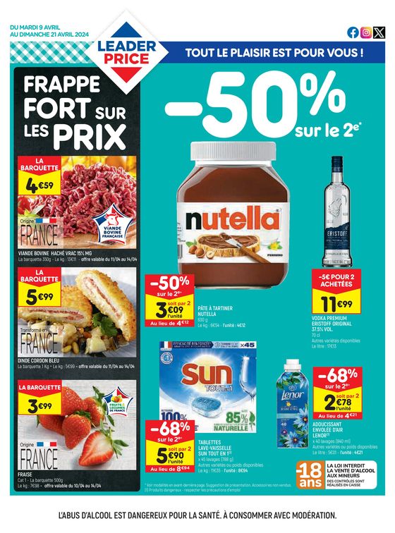 Catalogue Leader Price à Châteaudun | -50% sur le 2e* | 09/04/2024 - 21/04/2024