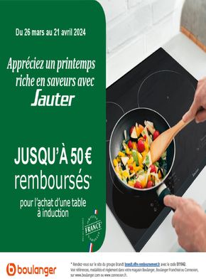 Catalogue Boulanger à Mandelieu-la-Napoule | OFFRE SAUTER: JUSQU'À 50€ REMBOURSÉS ! | 27/03/2024 - 21/04/2024