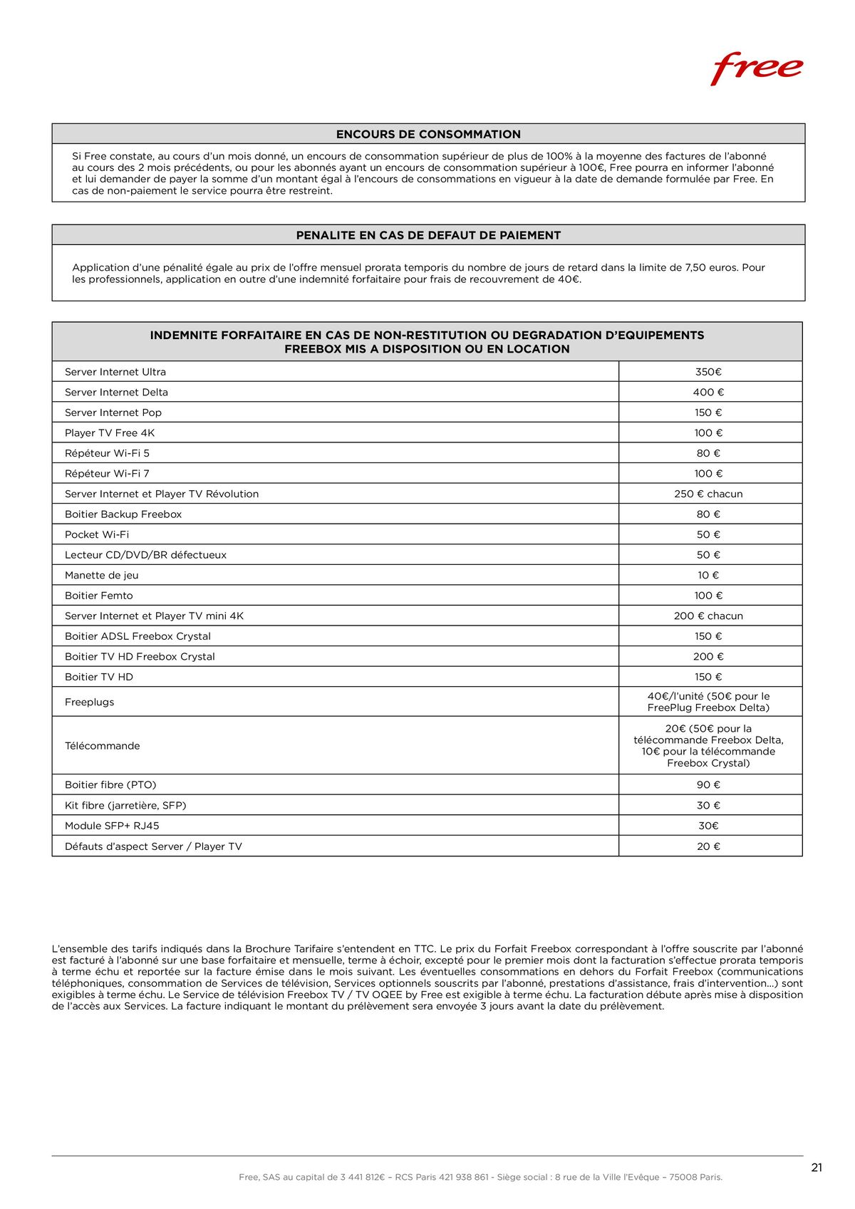 Catalogue Brochure tarifaire Forfaits Freebox, page 00021